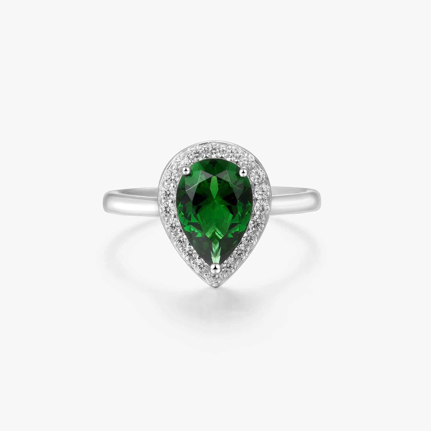 Pear Cut Emerald Green Drop Ring - dissoojewelry