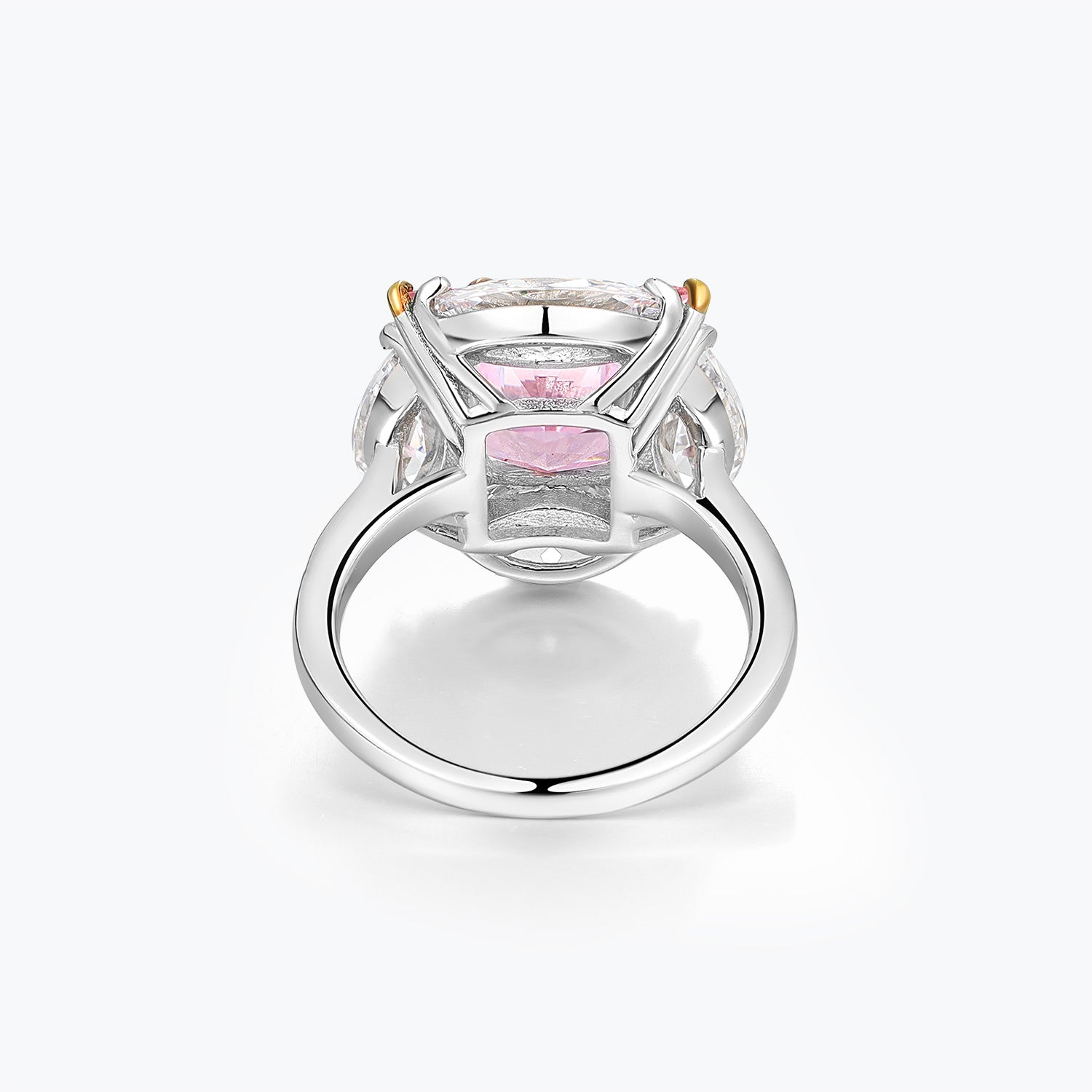 Pink & White Multi-Stone Cluster Oblong Cocktail Ring - dissoojewelry