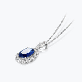 Royal Blue & White Halo Cluster Necklace&Pendants - dissoojewelry