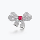 Ruby Red Bow Sterling Silver Ring - dissoojewelry