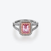 Small Diamonds Surround Fancy Pink Sterling Silver Ring - dissoojewelry