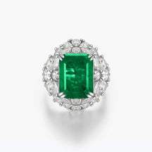 Vintage Oval Emerald-cut Sterling Silver Emerald Ring - dissoojewelry