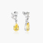Yellow Pear-Shape and White Cluster Floral Bouquet Earrings - dissoojewelry