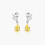 Yellow Pear-Shape and White Cluster Floral Bouquet Earrings - dissoojewelry