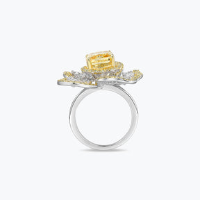Yellow & White Floral Cluster Luxury Cocktail Ring - dissoojewelry
