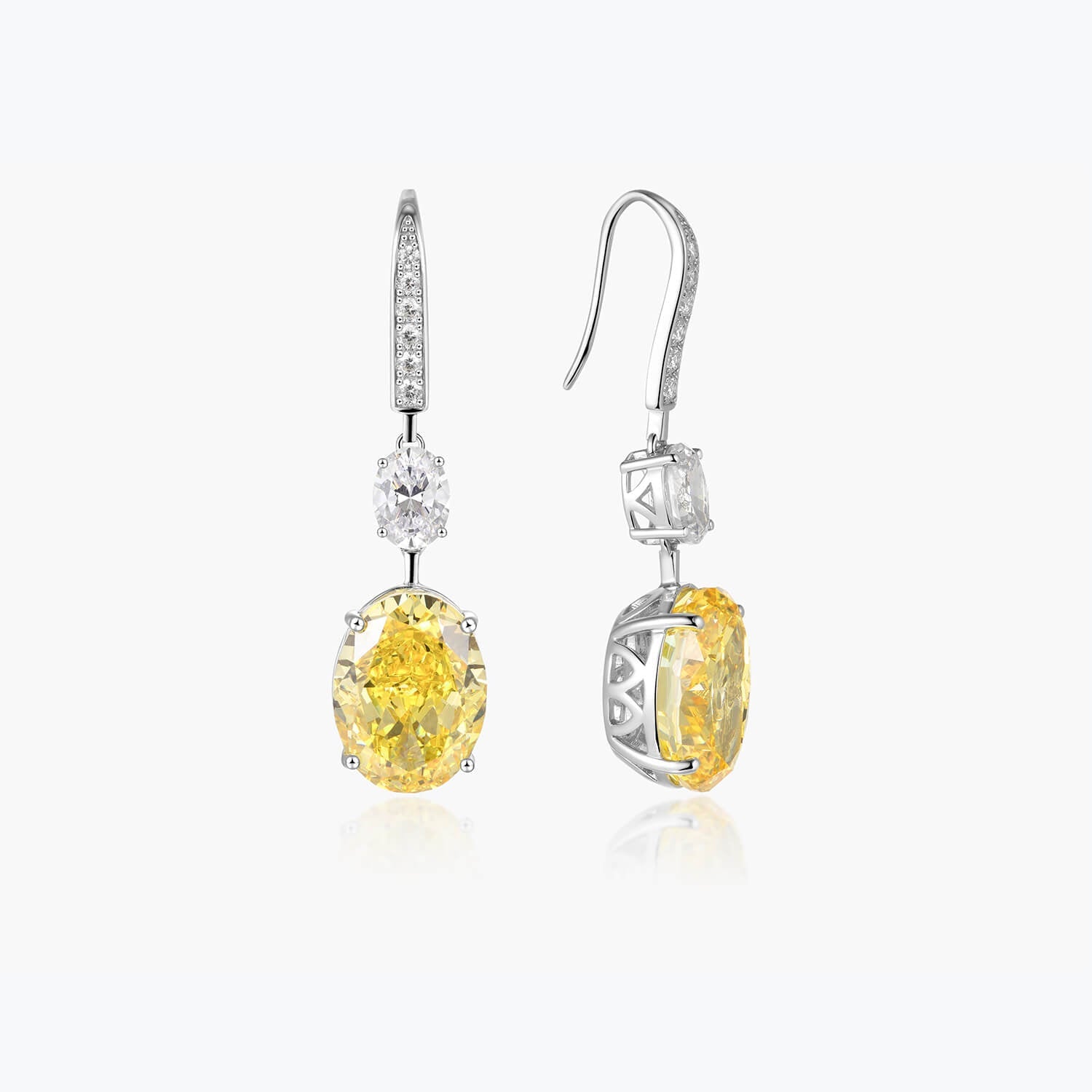 Yellow &White Oval Drop Earrings - dissoojewelry