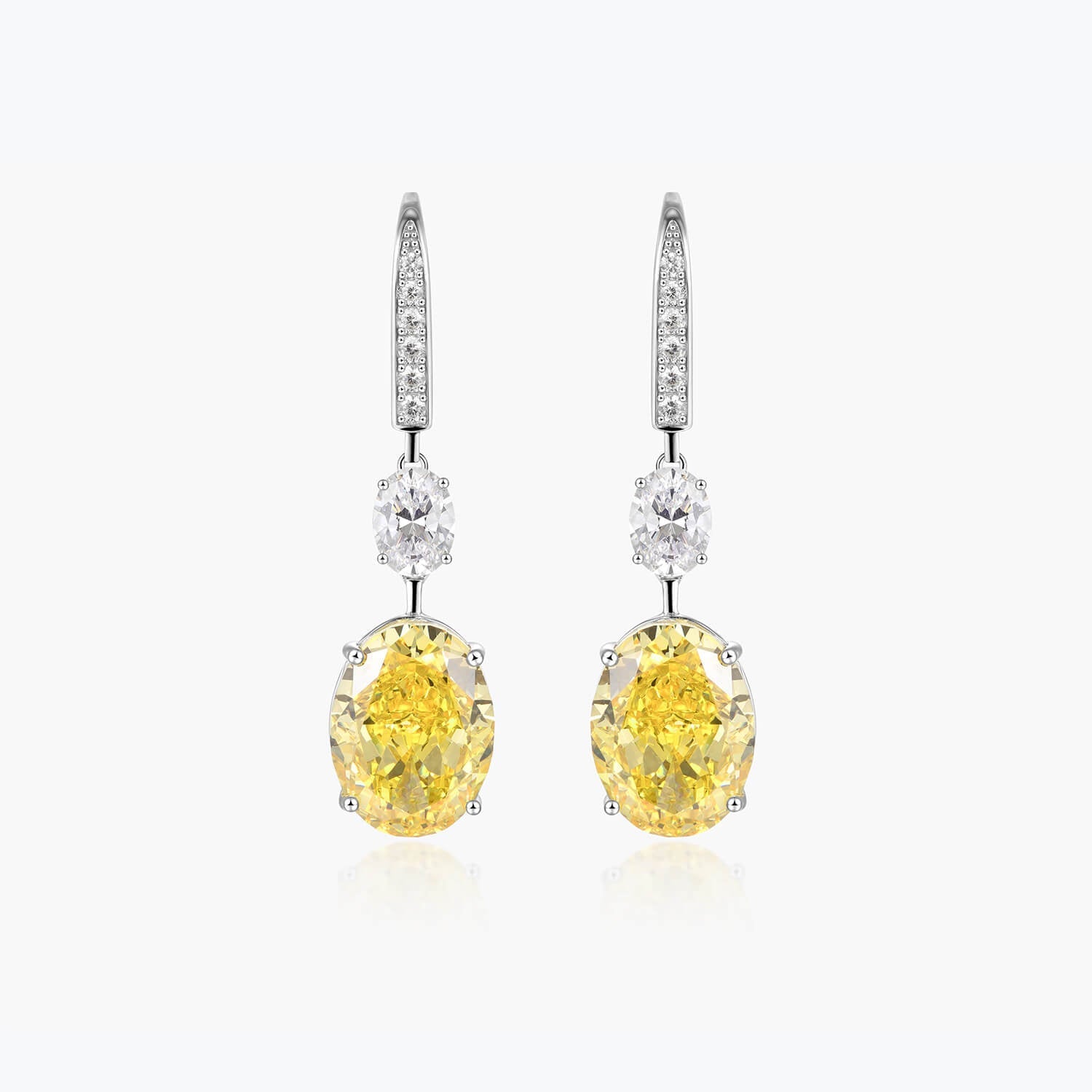 Yellow &White Oval Drop Earrings - dissoojewelry