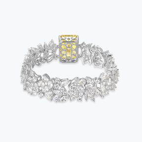 Yellow&White Cluster Petals Sterling Silver Bracelets - dissoojewelry